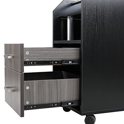 Image of Glass Glow Pedicure Trolley Black /Dark Gray Cart for Nail Salon Furniture & Equipment