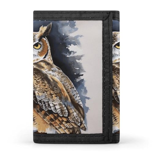 Owl Trifold Wallet for Men - Money Clip Slim Wallets with Multiple Card Slots Minimalist Small Front Pocket Wallet for Everyday Carry