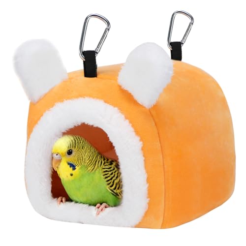 MEWTOGO Stable Warm Bird Nest - Winter Plush Comfortable Bird House with Strong Load-Bearing Mat & & Wide Entry for Cage Accessories, Small Birds Bed for Budgie Canary Society Finch