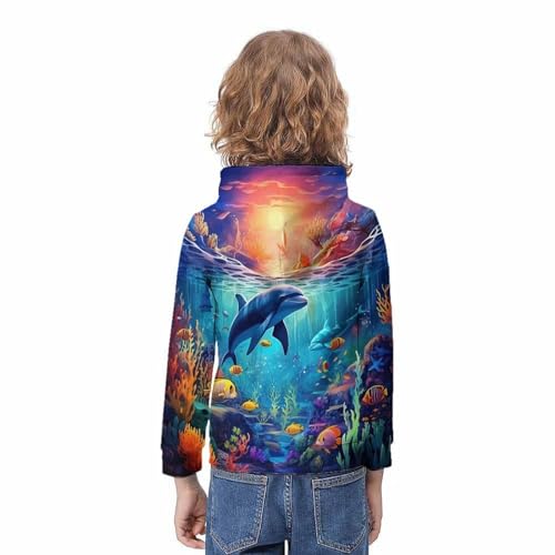 Sweat à capuche dauphin 3D pour ado pull hiver à manches longues 12-14 ans - 4