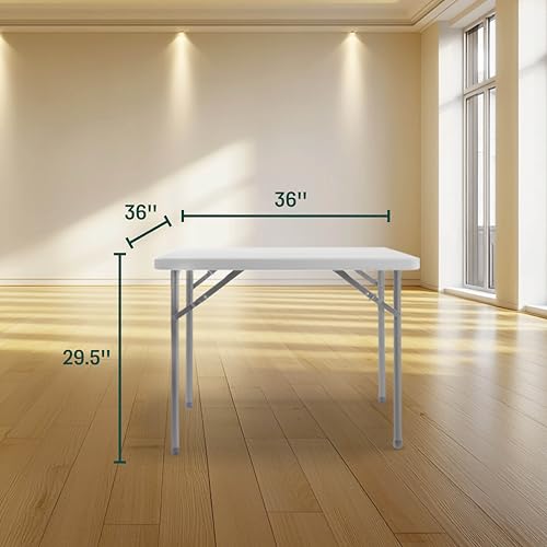 National Public Seating NPS BT Series 36\" Square Top Heavy Duty Plastic Folding Table, Speckled Grey (BT3636)
