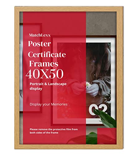 MatchLexx Modern Poster, Photo, or Print Poster Photo Frame 40x50 cm various sizes Wooden frames Ideal Home or Office Decor (40x50CM (15.7" x 19.7"), OAK)