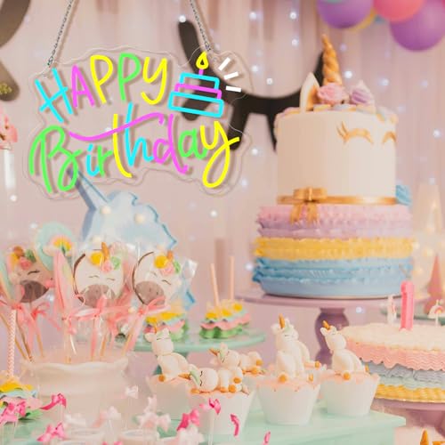 Shellspace Happy Birthday Neon Sign for Wall Decor, Art Dimmable Decoration Happy Birthday Neon Light Sign for All Birthday Party Decoration, Led Signs for Any Ages Bday Celebration Decoration by shellspace - Image 3