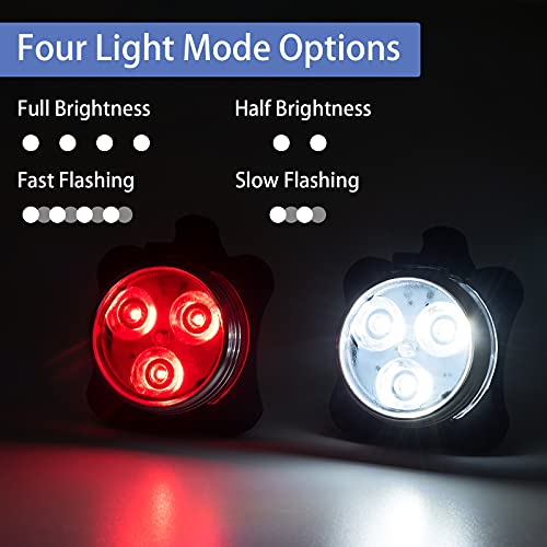4 Pack Usb Rechargeable Bike Light Set, Super Bright Front Headlight And Rear Led Bicycle Light, Bike Headlight, Bike Safety Light, 4 Light Mode Options, 650Mah Lithium Battery, Ipx4 Waterproof #TOP2