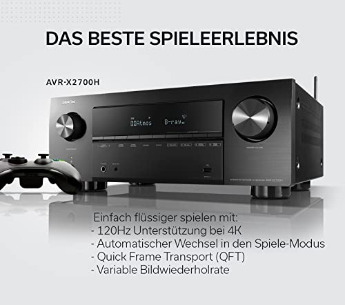Denon AVR X2700H 7 2 Kanal AV Receiver, HiFi Verstärker, Alexa kompatibel, 6 HDMI Eingängeund 2...