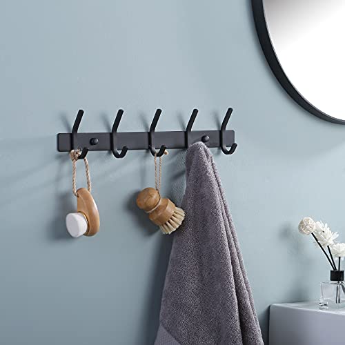 Kes Wall Coat Hook Rack With 5 Robe Hooks Heavy Duty Towel Hanger Stainless Steel Matte Black, Ah203H5-Bk #TOP7