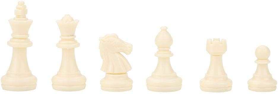 Chess Pieces Replacement Set, 32 Standard Black and White Plastic Chessmen, Tournament Game Accessories