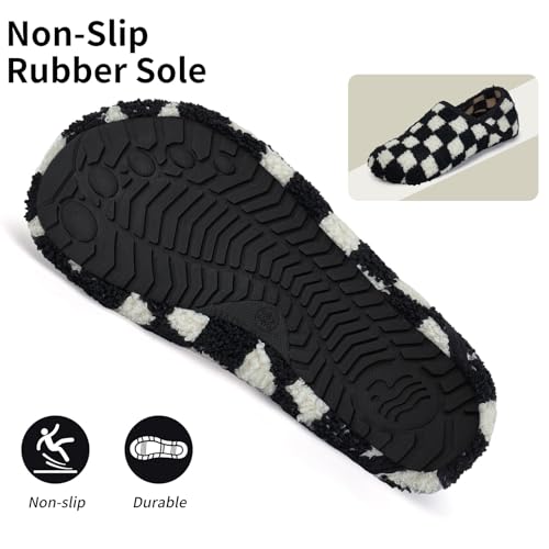 Image of WateLves Womens & Mens Lightweight Cozy Faux Furry House Slippers - Rubber Sole Slip On Sock Shoes - Foldable Travel Slippers - Indoor & Outdoor