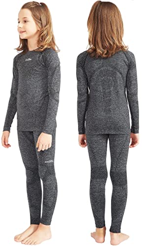 Coolomg Thermal Compression Set Boys Girls Youth Base Layer Shirt + Leggings Cold Gear For Basketball Football Running Ski Seamless Dark Gray L #TOP1