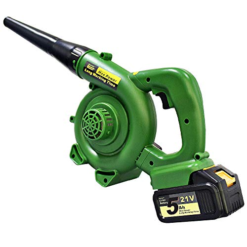 Spardar Accu-bladblazer 21 V 5 A lithiumbatterij-veegmachine, lichte compacte blazer/vacuüm voor het verwijderen van stof, bladeren en sneeuw, autostofzuiger, patio, dek, tuinreiniging, garagestof