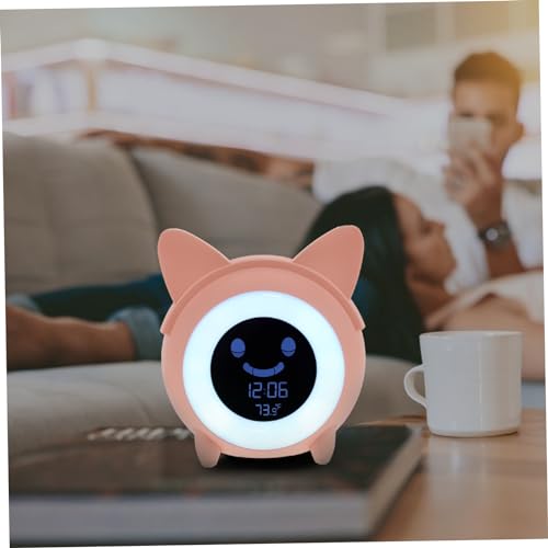 Réveil électronique numérique compact avec veilleuse réglable rose - 7