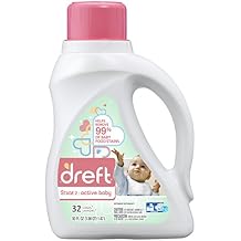Dreft Stage 2 Active Baby Liquid Detergent natural for Baby, Newborn, or Infant HEC 50oz, 32 loads Packaging May Vary