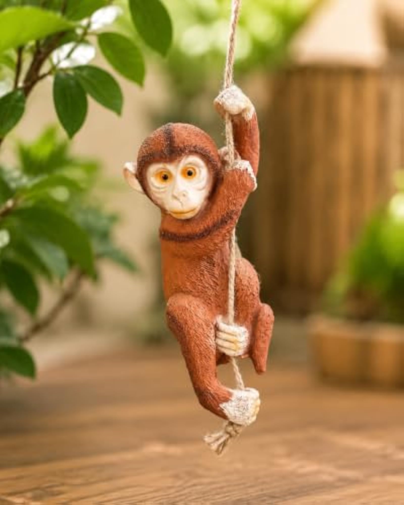 Hanging Monkey with Jute Rope for Garden and Home Decor