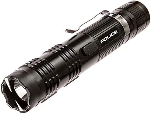 Police Stun Gun M12-59 Billion Metal Rechargeable with LED Tactical Flashlight, Black