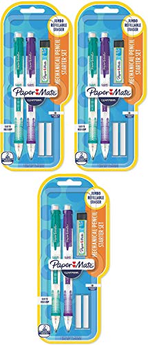 Paper Mate 56047PP Clearpoint 0.7mm Mechanical Pencil Starter Set, Assorted Colors Pack of 3