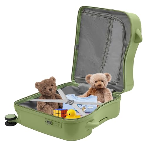 Ride on Suitcase for Kids 18 inch Kids Luggage Suitcases Child Seat Olive for Short Trips, Study Tours, Outings (Green)3