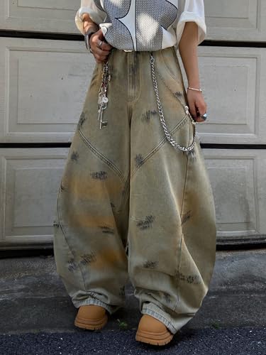 Baggy Barrel Jeans for Men Wide Leg Loose Fit Jeans Y2K Hip Hop Streetwear Denim Pants2