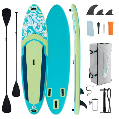 Sweetcrispy Inflatable Stand Up Paddle Board with Premium SUP Paddleboard Accessories,Wide Stable Design,2-in-1 Paddle,Non-Slip Comfort Deck for Adults & Youth of All Skill Levels