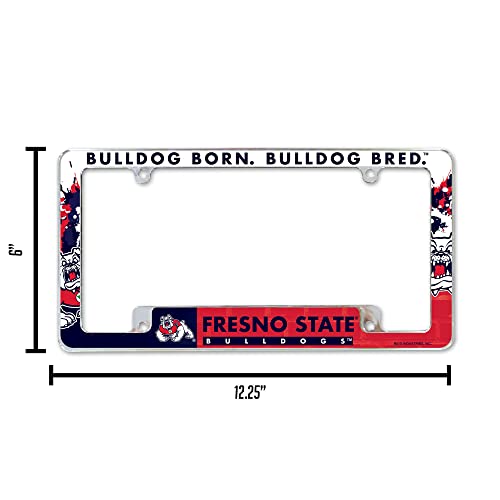 Rico-Industries-NCAA-Fresno-State-Bulldogs-Primary-12-x-6-Chrome-All-Over-Automotive-License-Plate-Frame-for-CarTruckSUV