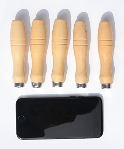 ACCOCO Holzfeile Griff mit starken Metallhalsbänder für 200mm - 350mm Feilen, Raspeln oder Holzmeißel (5 Pack) (Mittel)