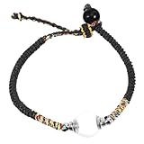 YARNOW Pulsera Mujer Ajustable con Colgante Bola de Vidrio Transparente Pulsera Trenzada de Cuerda Negra con Resistente Decoración Cómoda y Versátil para Uso Diario y Ocasiones Especiales