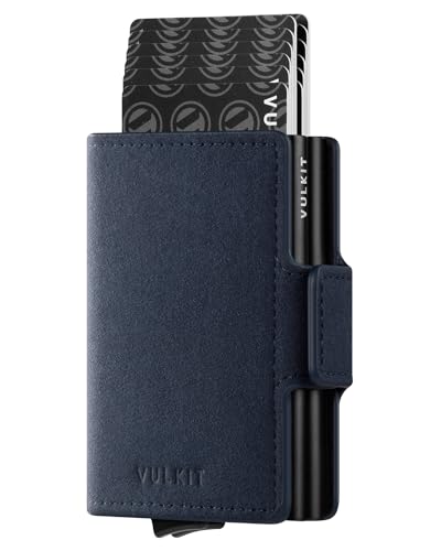 Image of VULKIT Credit Card Holder RFID Blocking Leather Automatic Pop Up Wallet Magnetic Wallet Double Card Case for Men and Women