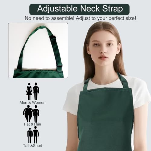 PUBMIND Kitchen Bib Chef Apron for Women Men, Green, 1 Count — view 6