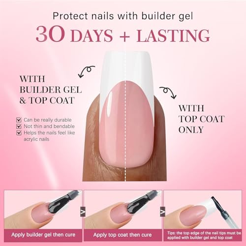 Image of 9 Color Press On Nails Fake Nail 216 Pcs, French tip press-on nails, Press on Nail, Artificial Nail Extensions Combo in Multicoloured, Full Cover Glossy Nude False Acrylic Nails for Women Girls (02, 216 count (Pack of 1))