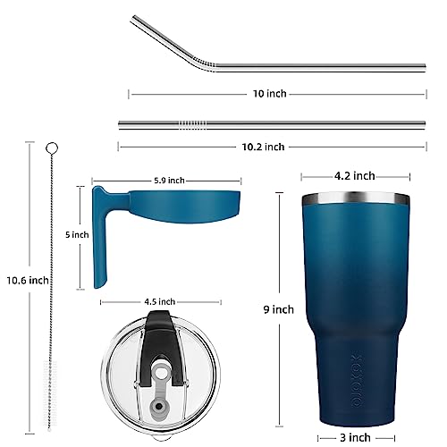 Image of BJPKPK 40 oz Tumbler with Handle & Straw, Insulated Stainless Steel Mug