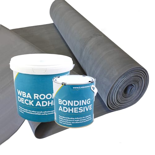 EPDM Rubber Roofing Kit for Flat Roofs - 1.2mm BBA Certified ClassicBond Rubber Roofing Membrane and Adhesives (1m x 3m)