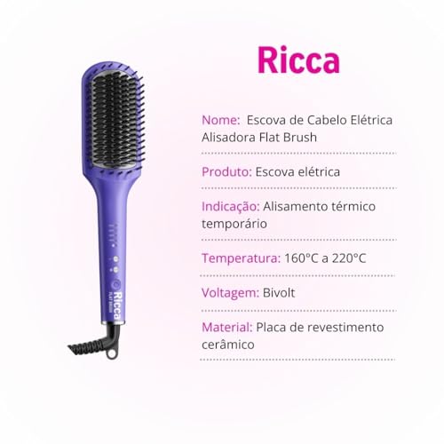 Ricca Flat Brush Escova Alisadora