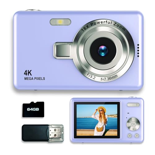 Fotocamera Digitale 4K 50MP, Macchina Fotografica Compatte per Ragazzi, Zoom
