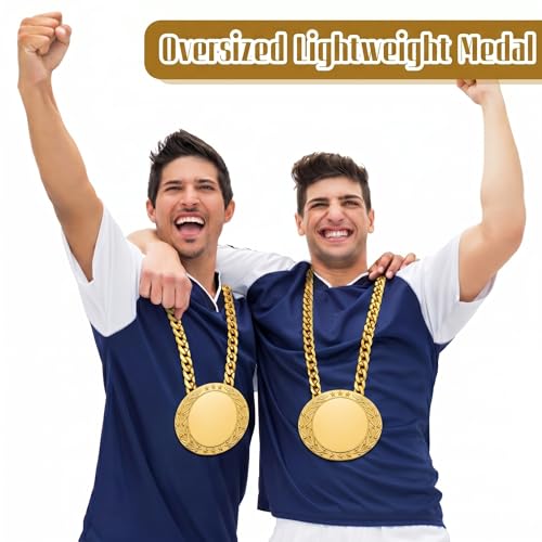 DoubleFill 8 Pcs Custom Turnover Chain Medal MVP Rigid Plastic 6" Personalize with Your Own Logo or Art Gold Champ Medal Trophy and Gold Chain Winner Gift for Goat Basketball Football Baseball by DoubleFill - Image 4