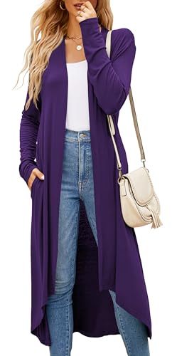 Newchoice Open Front Long Cardigan for Women With Pockets Long