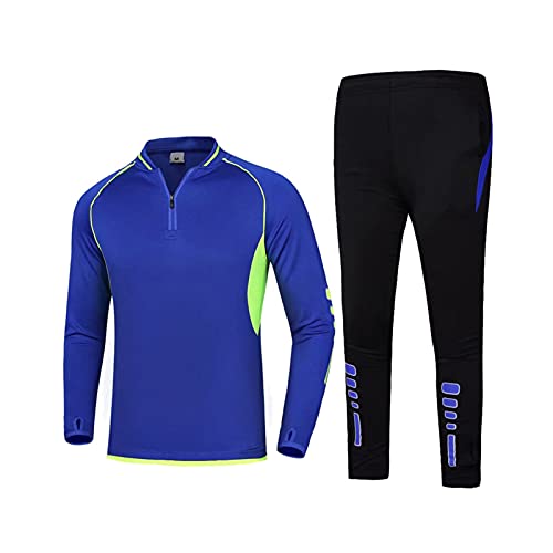Mikelabo Conjunto de chándal transpirable para hombre con sudadera ligera y cómoda ropa de gimnasio para correr y hacer ejercicio con cremallera completa azul M