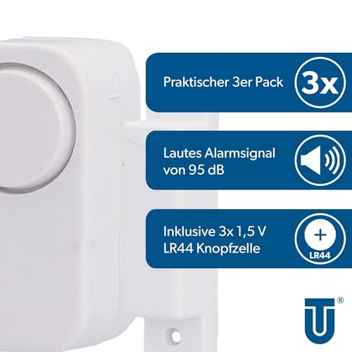 UNITEC Fenster-& Türalarm 3er Set mit Magnetkontakt