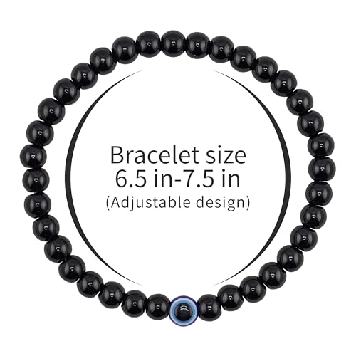 Evil Eye Bracelet 6mm Natural Stretch Adjustable Beaded Bracelets for Men3