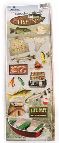 Paper House Productions Cardstock Sticker Sheet for Crafts, Scrapbooking & Collecting - Gone Fishing
