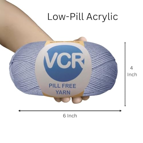 Image of VCR Dusty Blue Yarn, Pill-Free Soft Knitting Yarn, 100 Grams Hank, 263 Meters Length, Low-Pill Acrylic Yarn, Soft Crosia Threads, Pack of 1, Suitable for Beanies, Caps and Gloves
