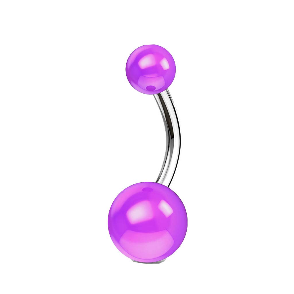 Tata Gisèle Piercing para ombligo de titanio y perlas sintéticas – Banana con dos perlas en color y varilla plateada –