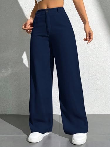 Image of Toochki Trousers for Woman Pants Women's Formal Office Korean | Beige Black Track Pant | Straight | Cotton Spandex Stretchable Trouser | High-Waisted Bottom Wear