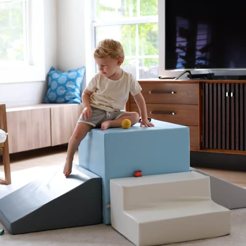 Foamnasium Gymnasium, Indoor Foam Playset, 4 Piece Soft Toddler And Active Kids Play Foam Climber For Crawling, Climbing, Sliding And Jumping, Made In The Us, Pewter Multi #TOP2