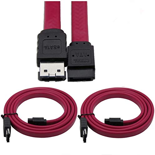 CableDeconn ESATA to SATA 2 Pack 0.5m Cable Male to Male M/M Shielded Extender Extension HDD 6Gbps