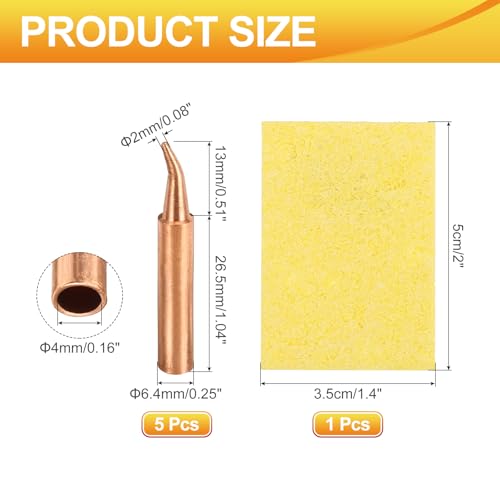 Image of MECCANIXITY 5 Pcs 900M Soldering Iron Tips Copper Non-magnetic Welding Head with Cleaning Sponge Pad Replacement for Solder Station Tip (900M-T-S.B)