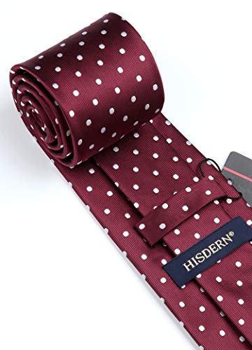Image of HISDERN Polka Dot Ties for Men Classic Silk Ties and Pocket Square Formal Business Necktie Handkerchief Wedding Party