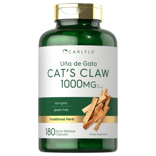 Carlyle Cat's Claw Herb Capsules 1000mg | 180 Count | Uncaria Tomentosa