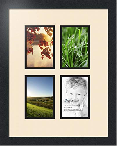 ArtToFrames Collage Photo Frame Double Mat with 4 - 4x6 Openings and Satin Black Frame