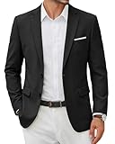 YND Men's Two Button Slim Fit Blazer, Casual Lightweight Suit Jacket Sport Coat Black