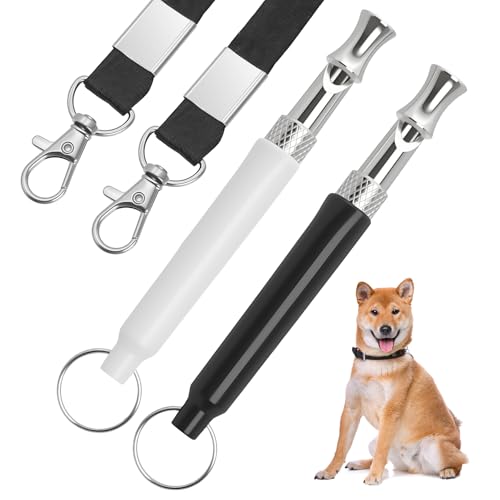 Aihoom 2 pcs Silbato UltrasóNico para Perros, Antiladridos Ajustable, Alta Frecuencia, Accesorio de Adiestramiento con CordóN, Ideal para Todas Las Razas, Entrenamiento Silencioso
