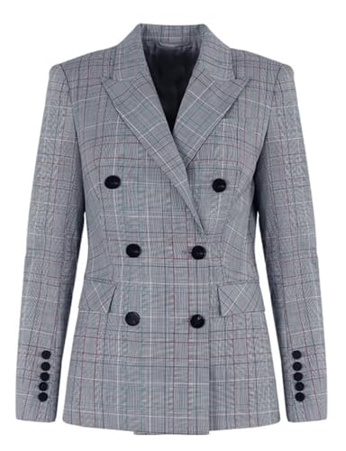 Blazer Femme Pied-de-Poule Veste Costume Croisée Chic Formel Tailleur